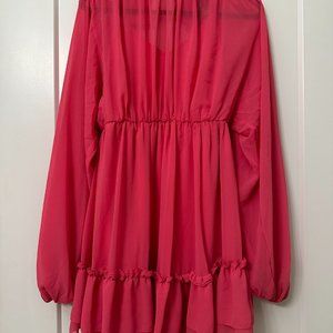 Hot pink, ballon sleevel, flowy dress, too big on me